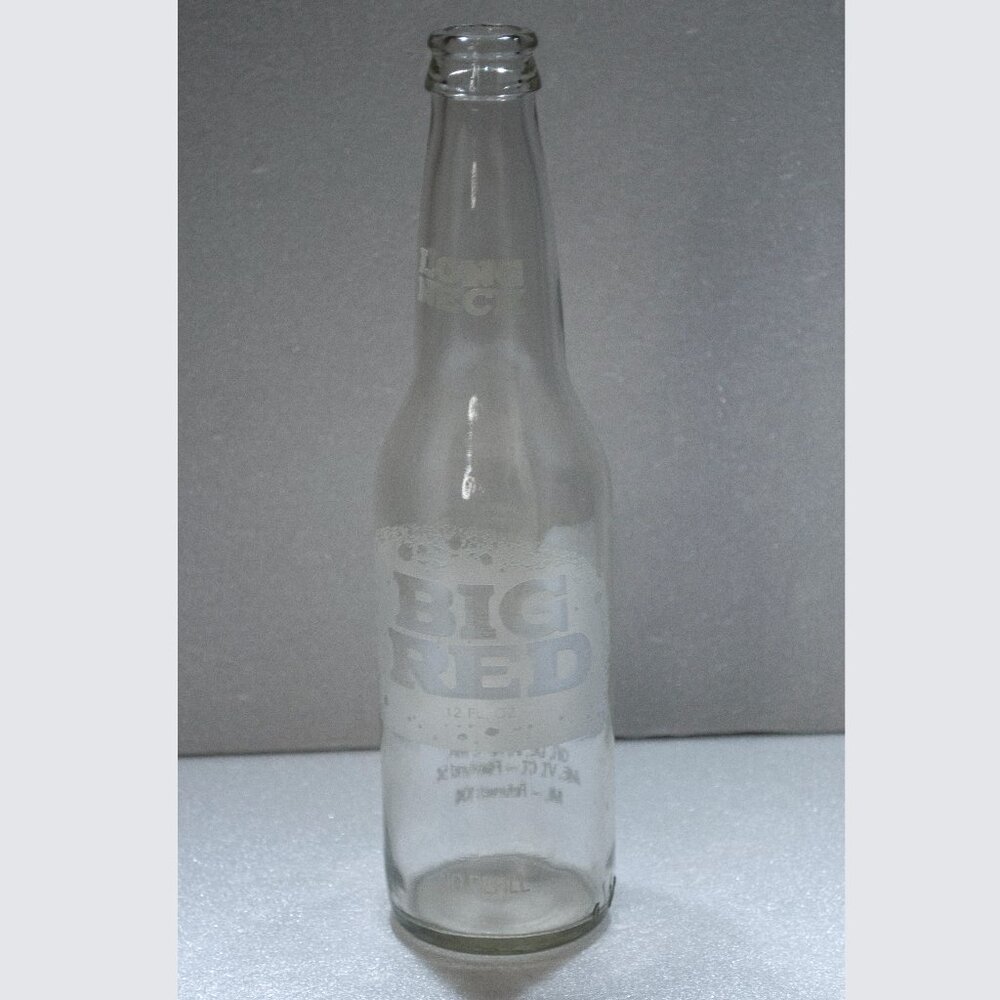 Vintage Big Red Long Neck Soda Bottle 12 oz Pop Glass ACL Waco TX Clear